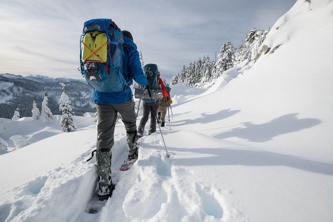 snowshoeing with snow tools